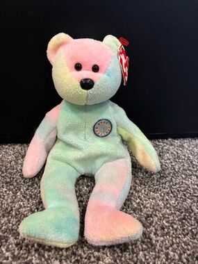 Ty Pastel Multicolor Birthday Bear Plush - Pink, Mint, Yellow, Blue